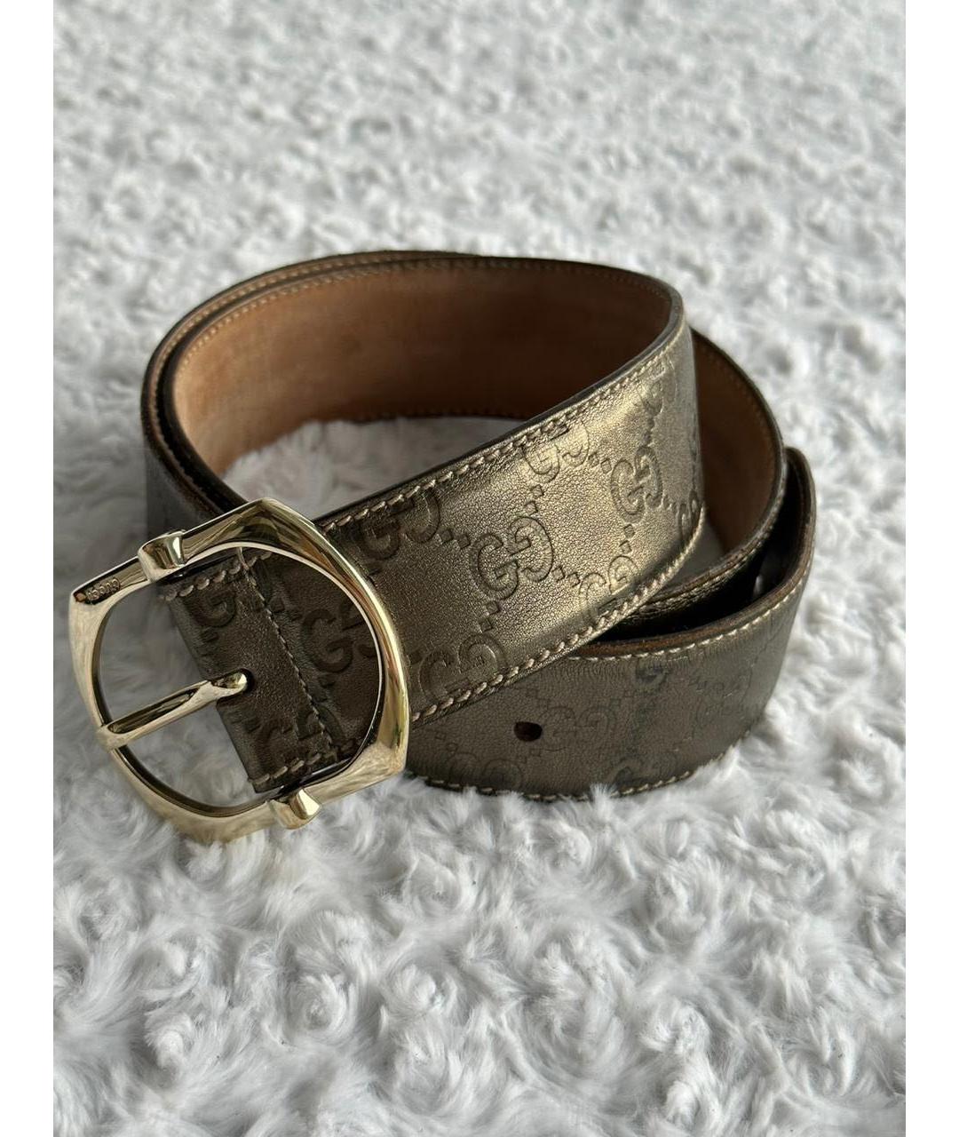 GUCCI Серебрянный кожаный ремень, фото 9