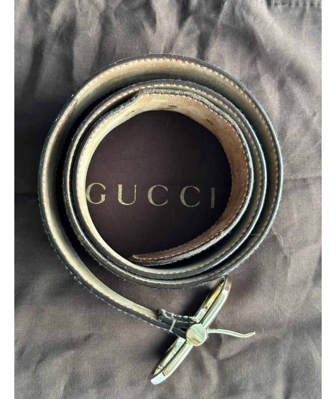 GUCCI Серебрянный кожаный ремень, фото 6