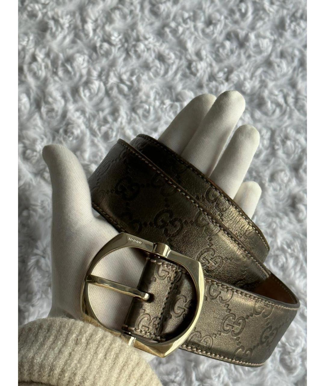 GUCCI Серебрянный кожаный ремень, фото 2