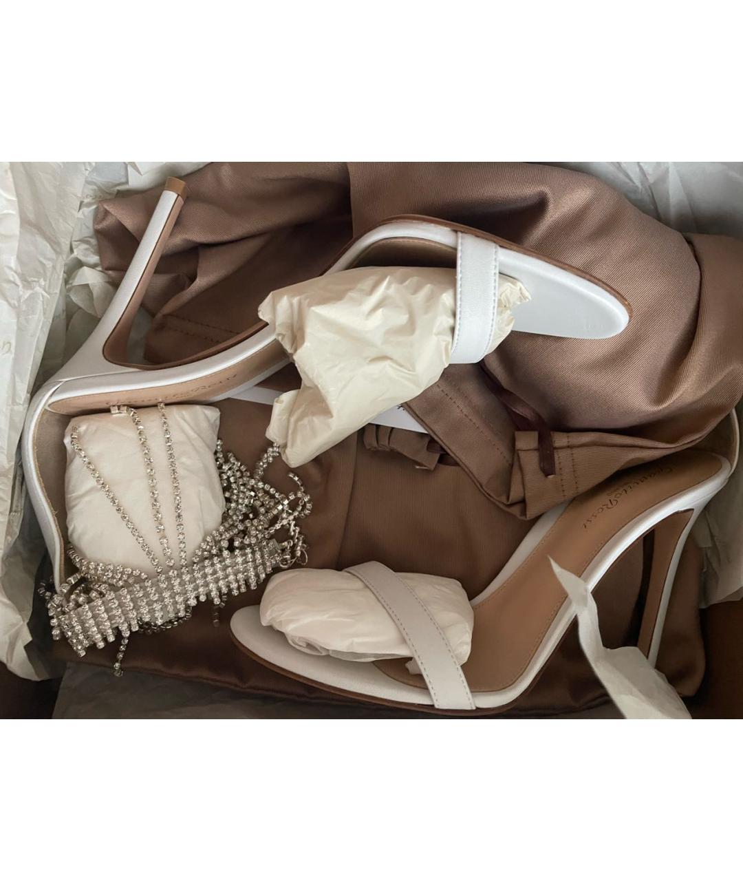GIANVITO ROSSI Белые кожаные босоножки, фото 4