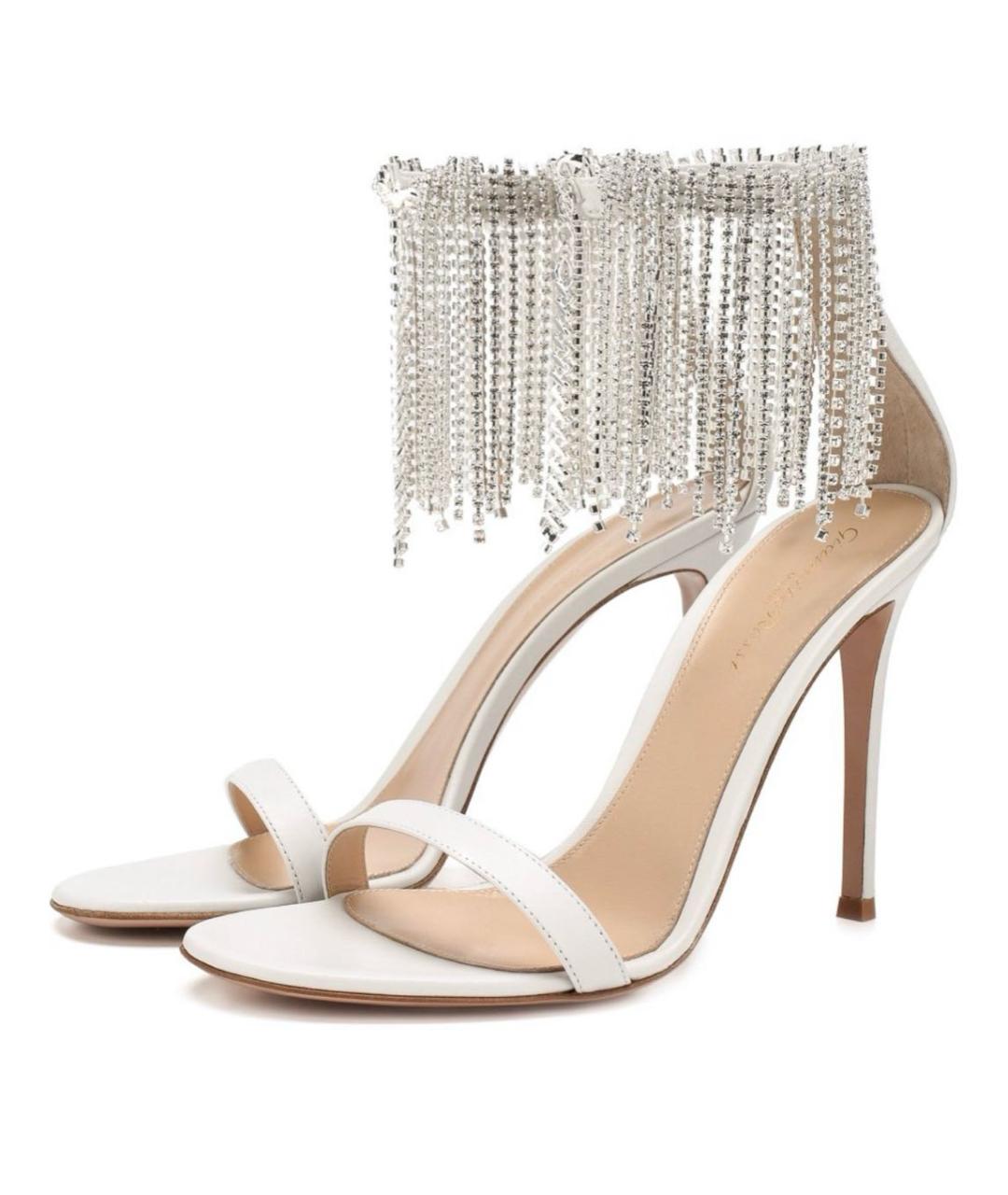 GIANVITO ROSSI Белые кожаные босоножки, фото 3