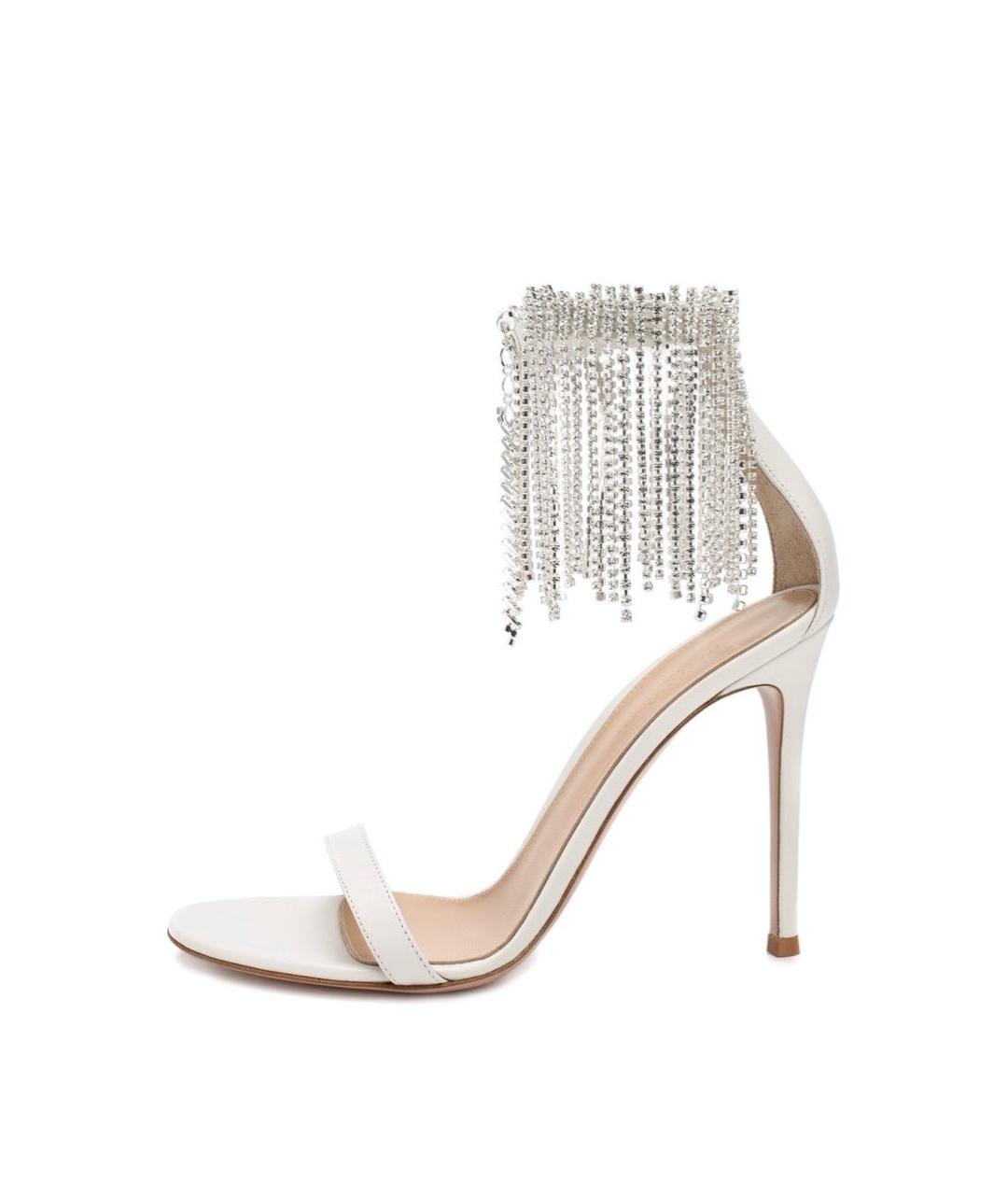 GIANVITO ROSSI Белые кожаные босоножки, фото 5