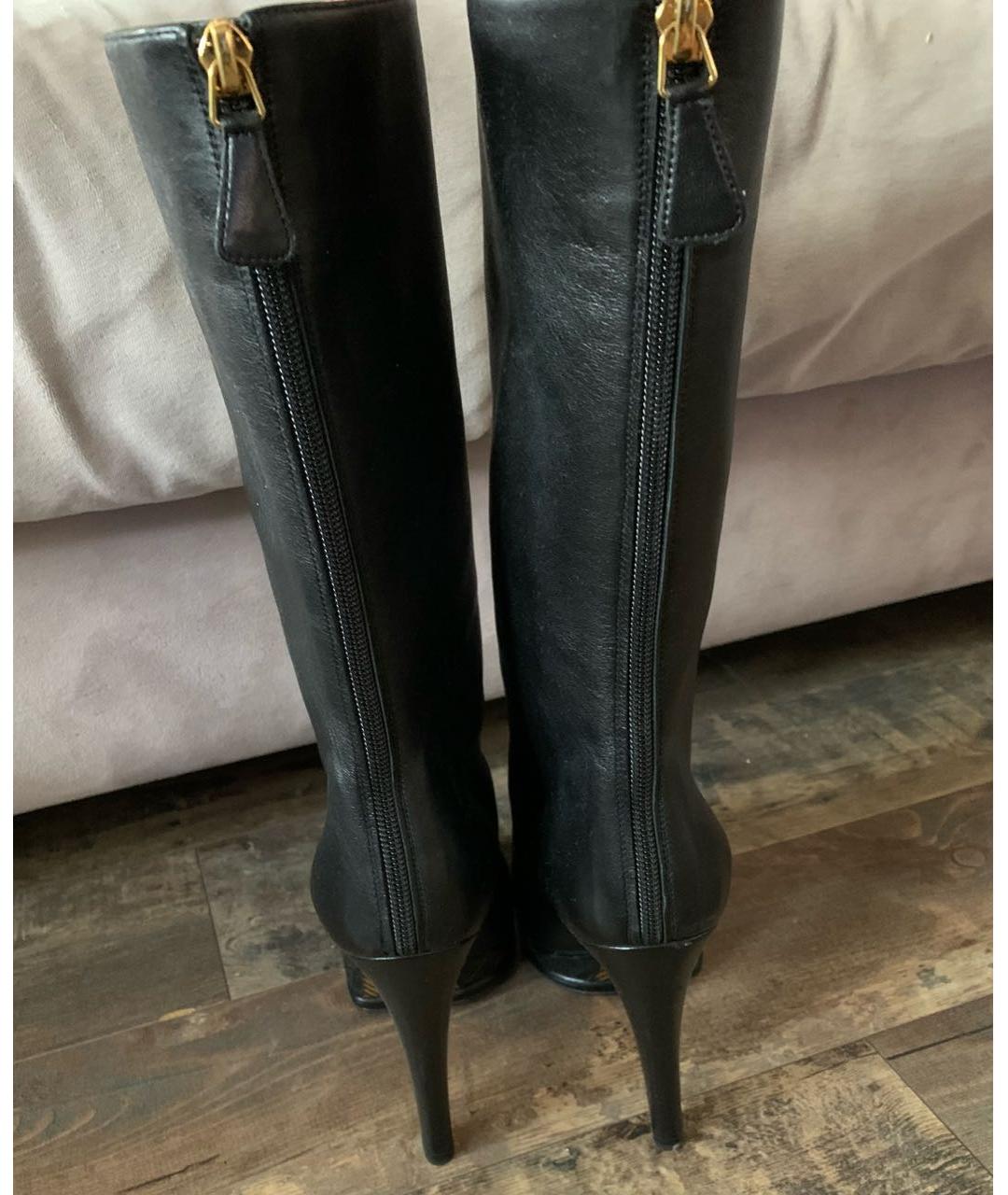 CHANEL Черные кожаные сапоги, фото 4
