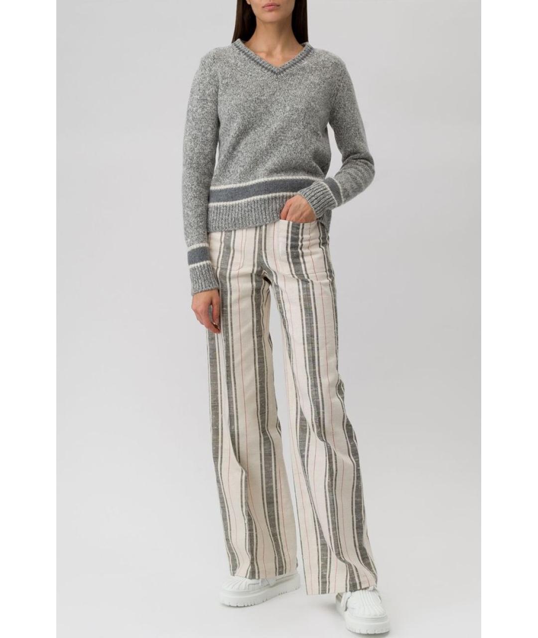 CHRISTIAN DIOR Белые хлопковые прямые брюки, фото 3