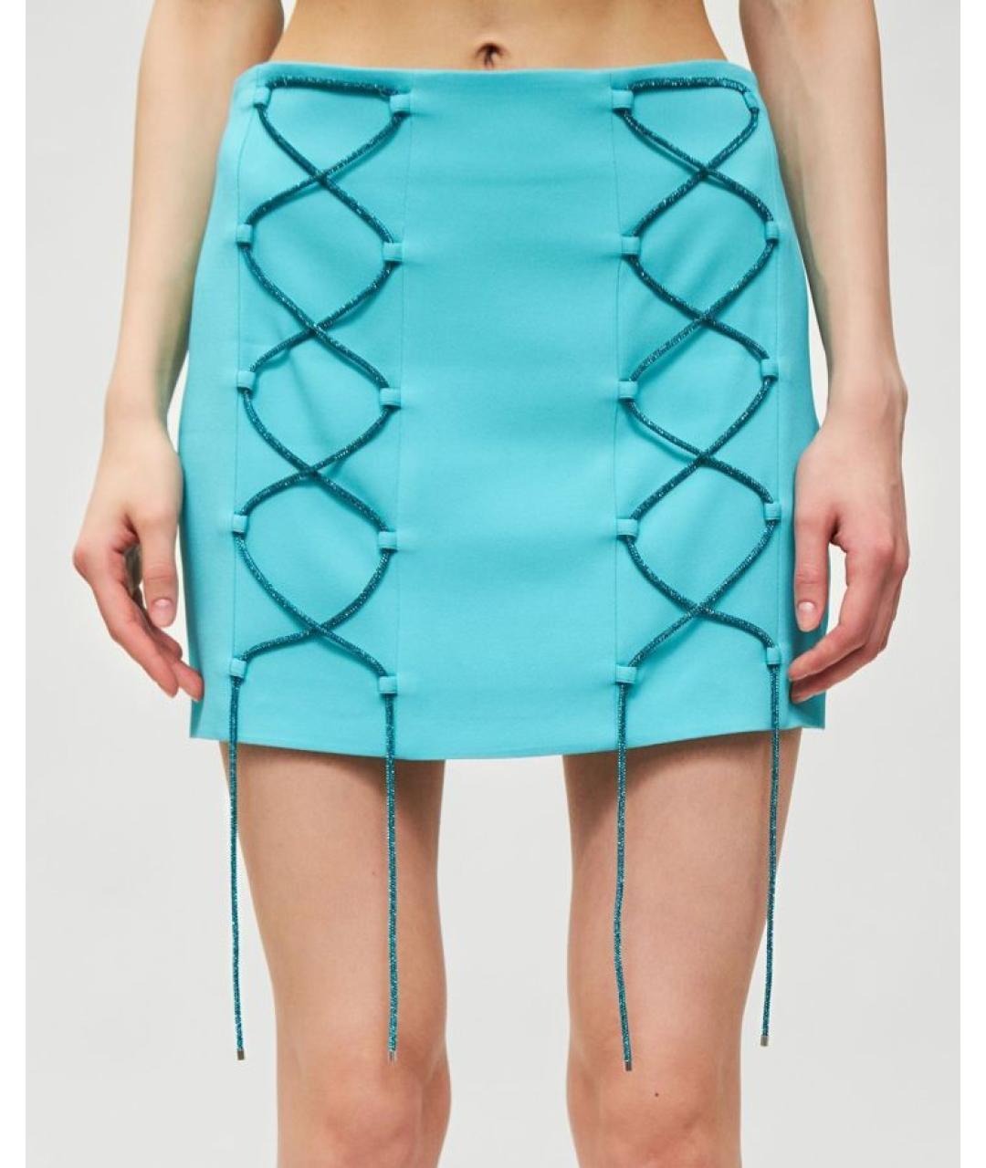 GIUSEPPE DI MORABITO Голубая вискозная юбка мини, фото 3
