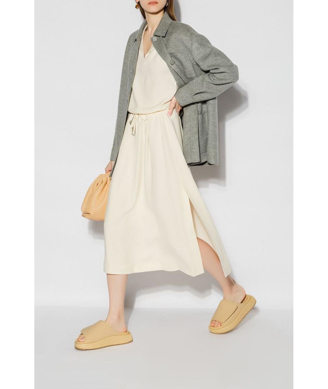 LORO PIANA Белая шелковая юбка миди, фото 2