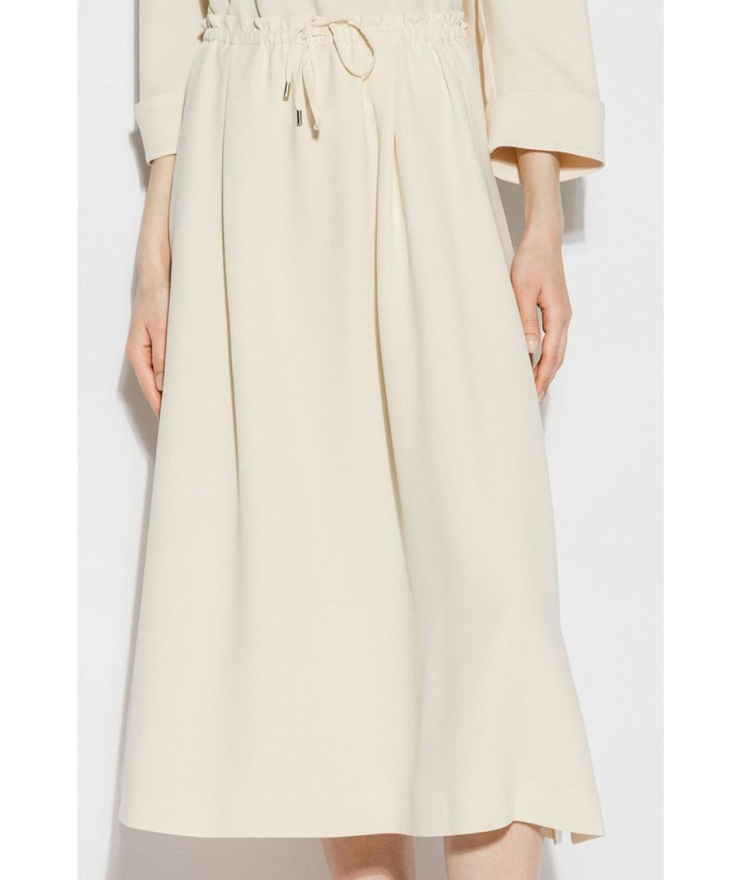 LORO PIANA Белая шелковая юбка миди, фото 3