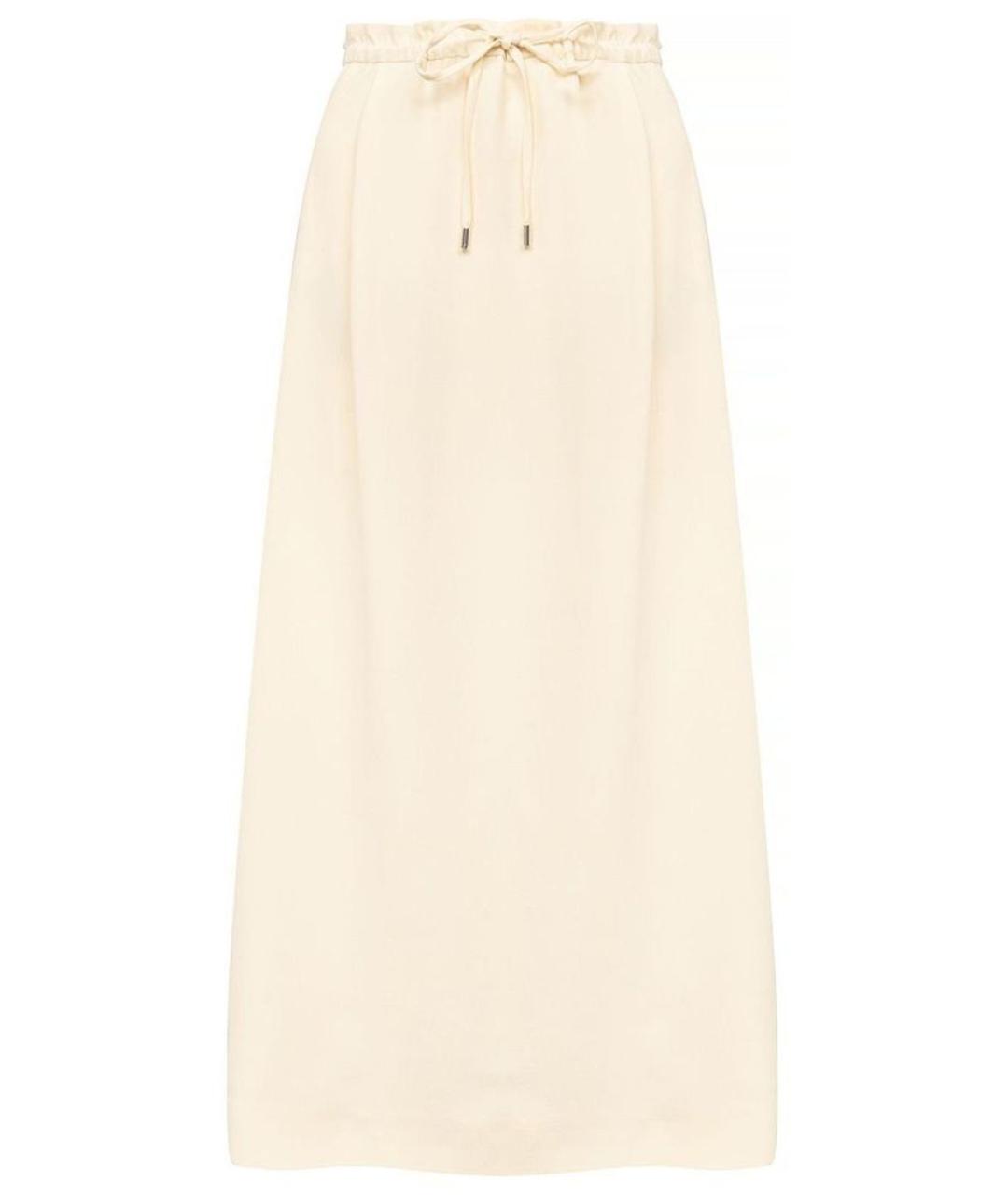 LORO PIANA Белая шелковая юбка миди, фото 1