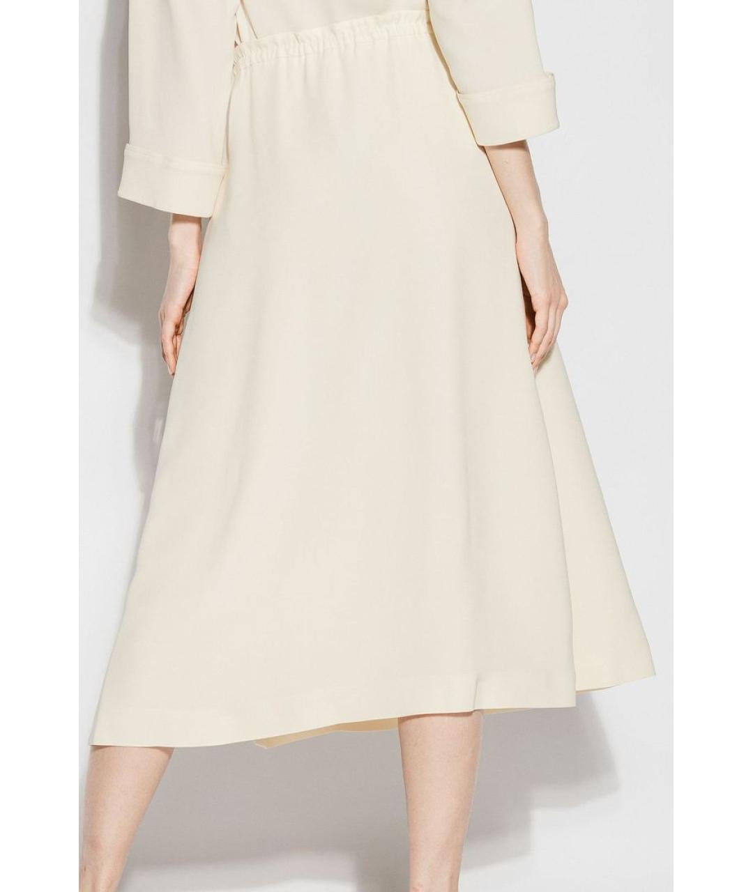 LORO PIANA Белая шелковая юбка миди, фото 4