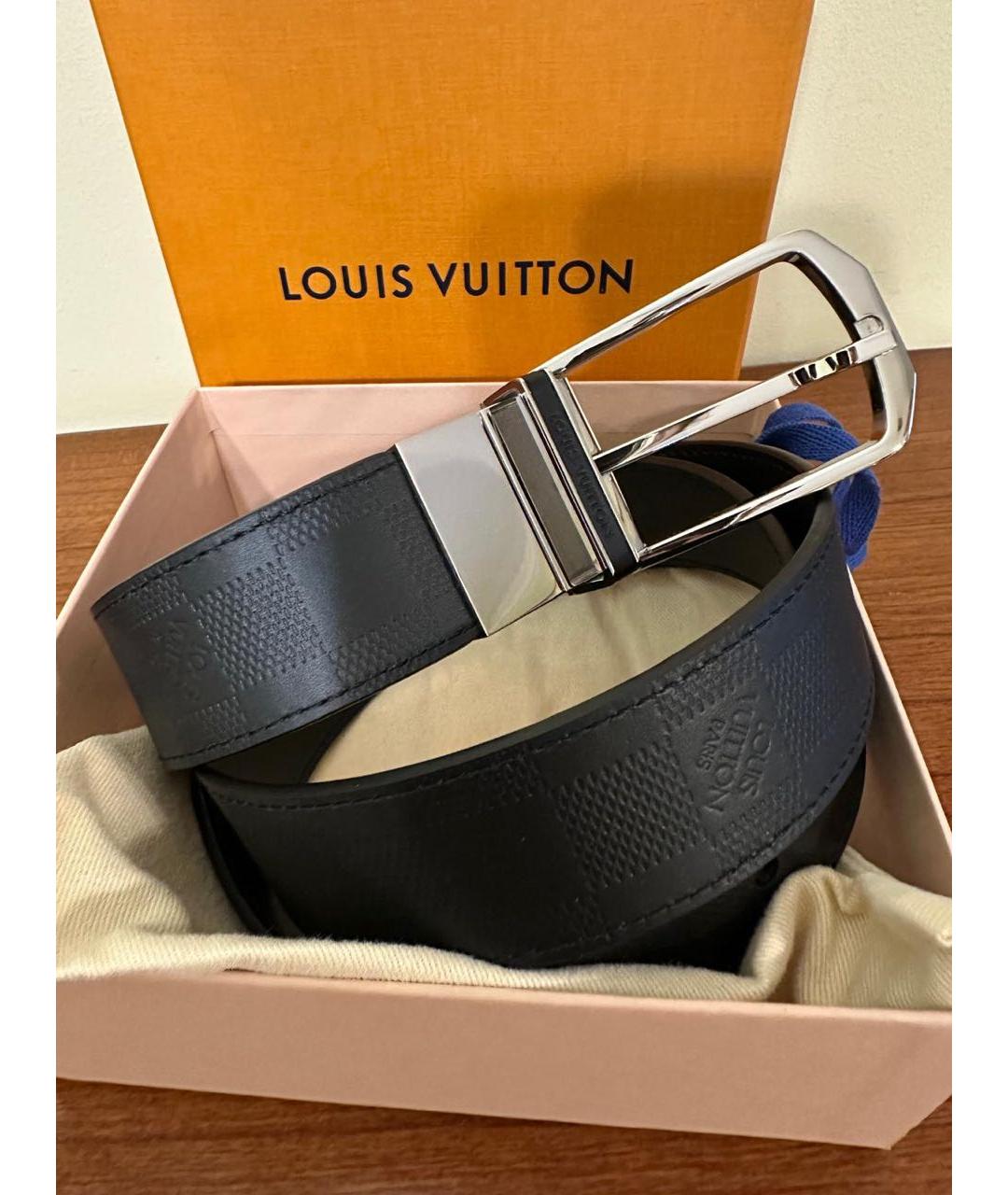 LOUIS VUITTON Черный кожаный ремень, фото 5