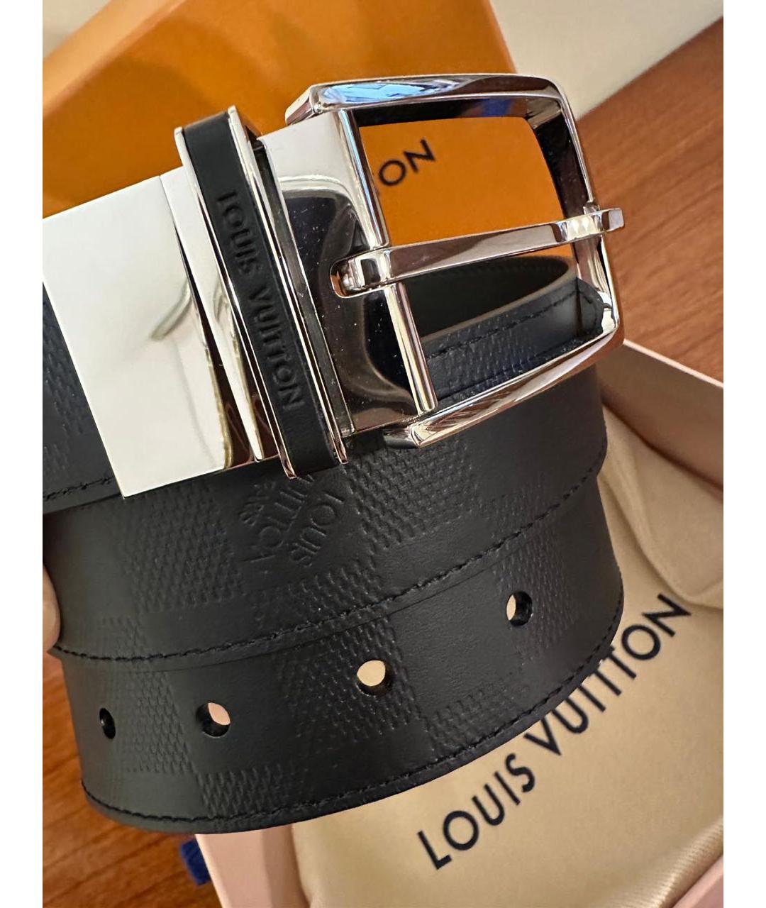 LOUIS VUITTON Черный кожаный ремень, фото 4