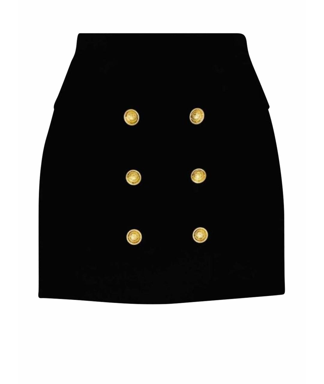 BALENCIAGA Черная шерстяная юбка мини, фото 1