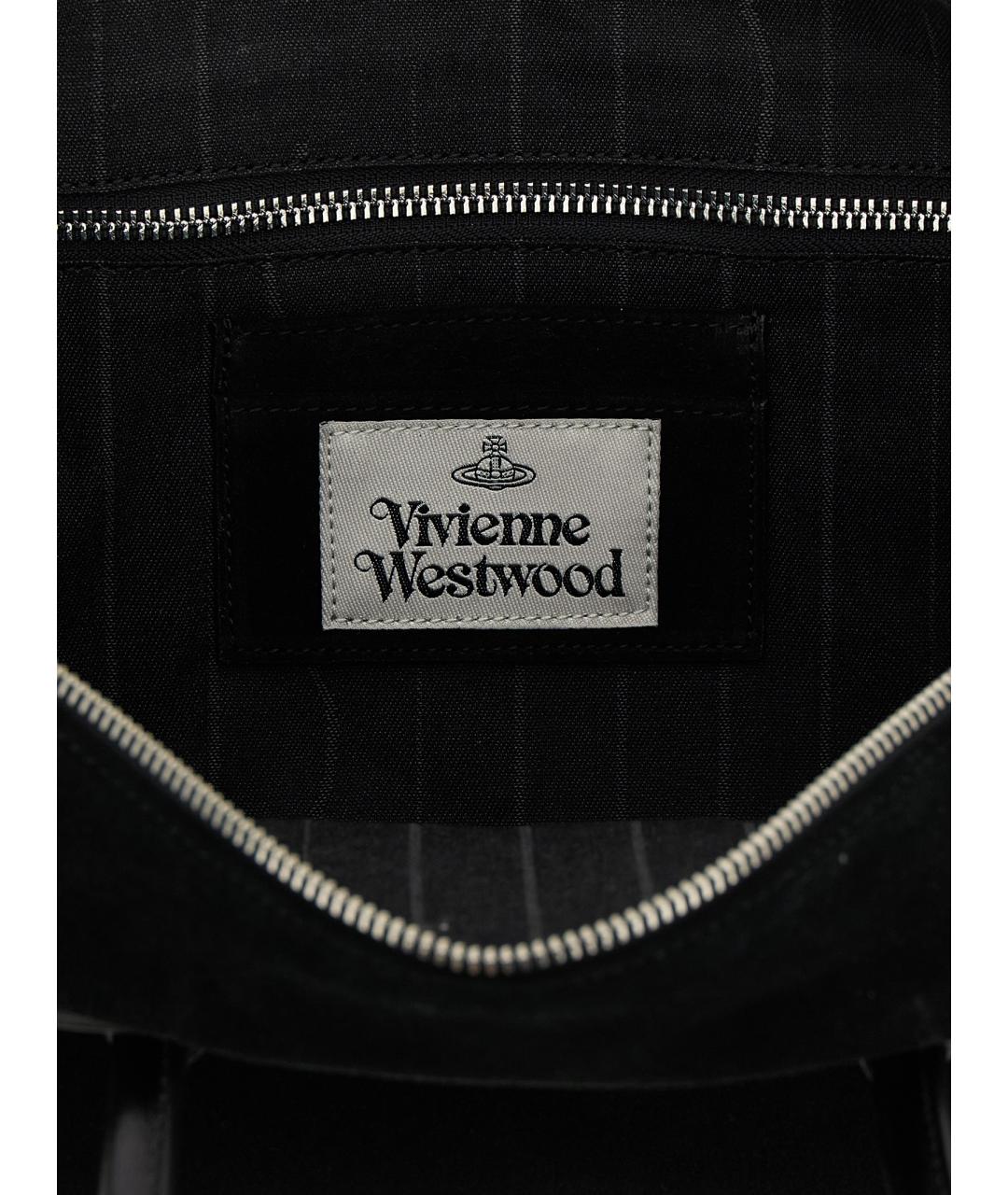 VIVIENNE WESTWOOD Черная кожаная сумка через плечо, фото 4