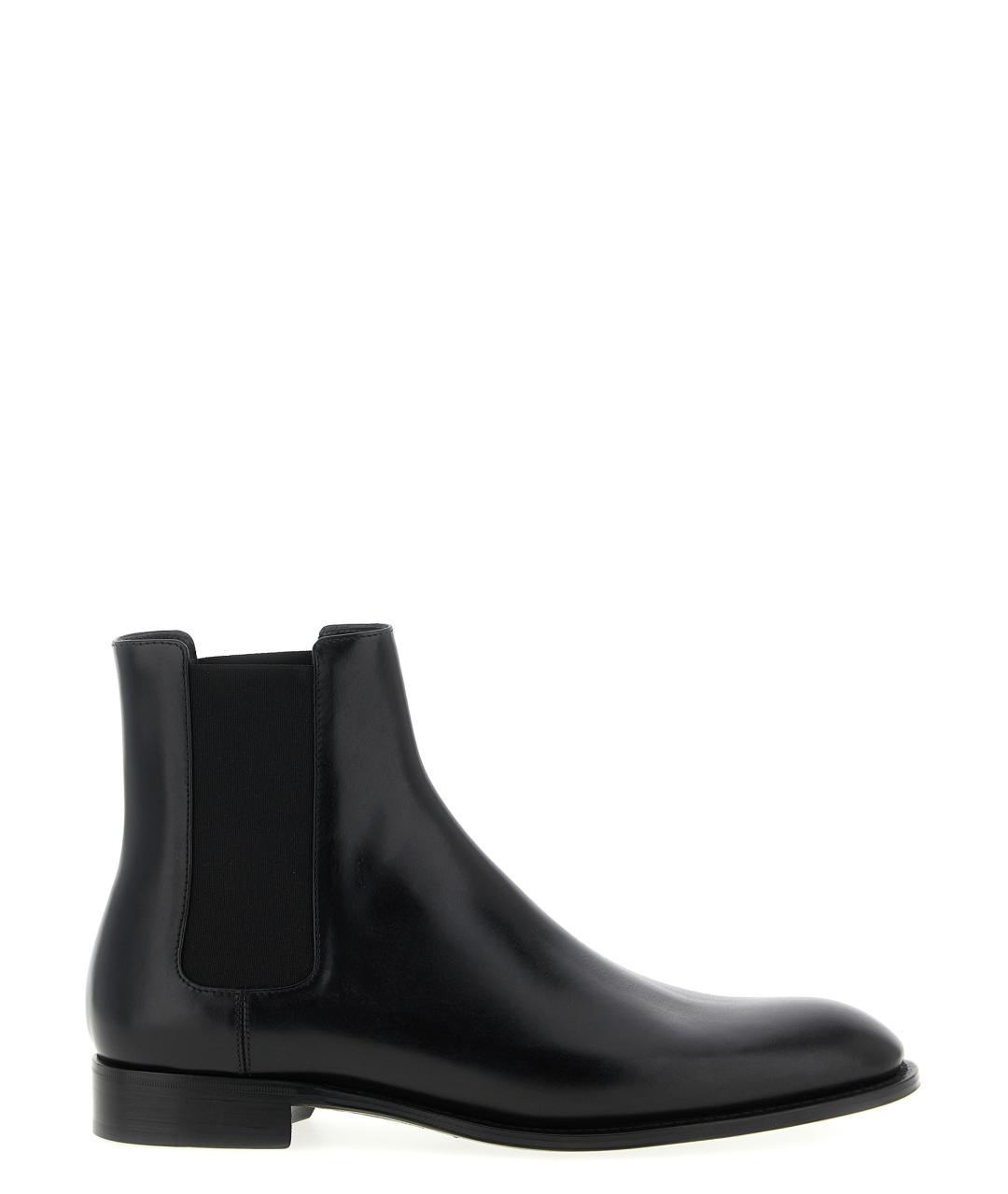 SAINT LAURENT Черные кожаные высокие ботинки, фото 1