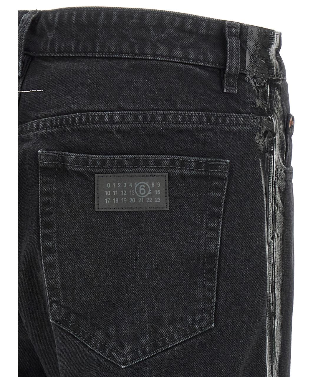 MM6 MAISON MARGIELA Черные хлопковые прямые джинсы, фото 4