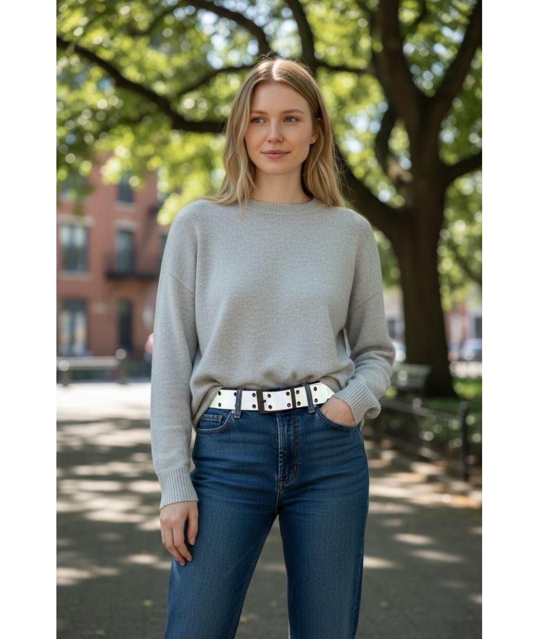 PLEIN SPORT Серебрянный кожаный ремень, фото 8