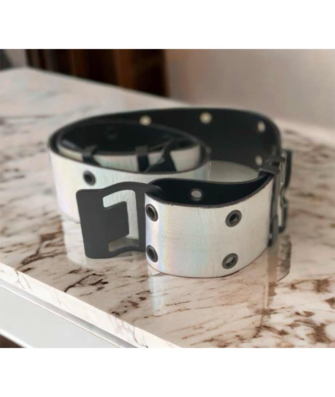 PLEIN SPORT Серебрянный кожаный ремень, фото 6