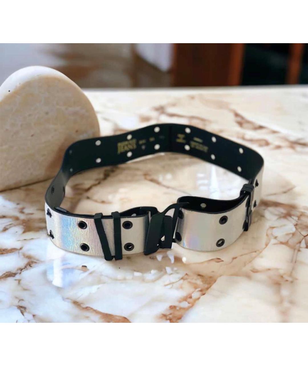 PLEIN SPORT Серебрянный кожаный ремень, фото 2