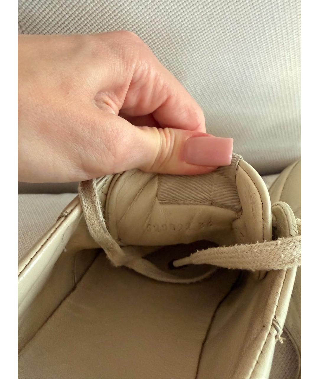 GUCCI Бежевые кожаные кроссовки, фото 5
