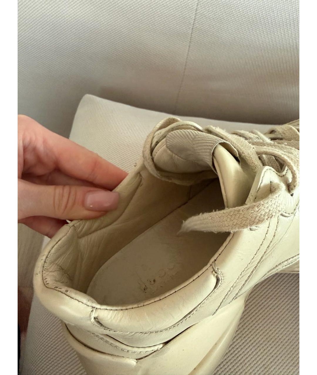 GUCCI Бежевые кожаные кроссовки, фото 7