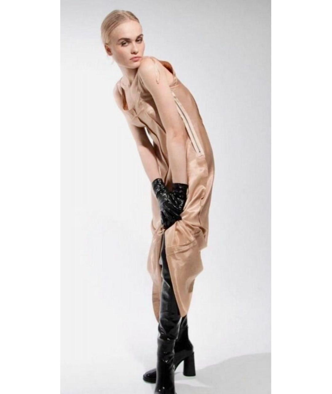 MAISON MARGIELA Бежевое шелковое повседневное платье, фото 4