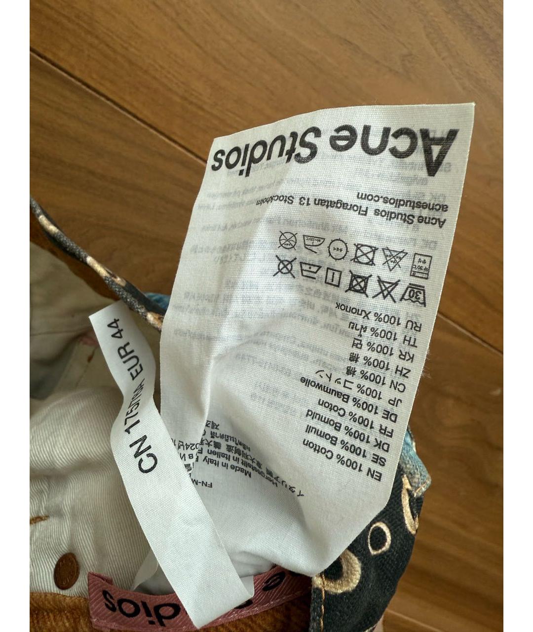 ACNE STUDIOS Коричневые хлопковые прямые джинсы, фото 2