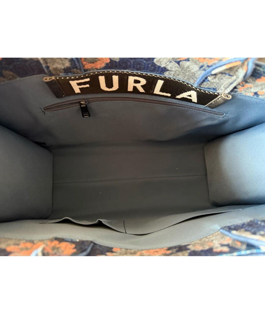 FURLA Синяя жаккардовая сумка тоут, фото 4