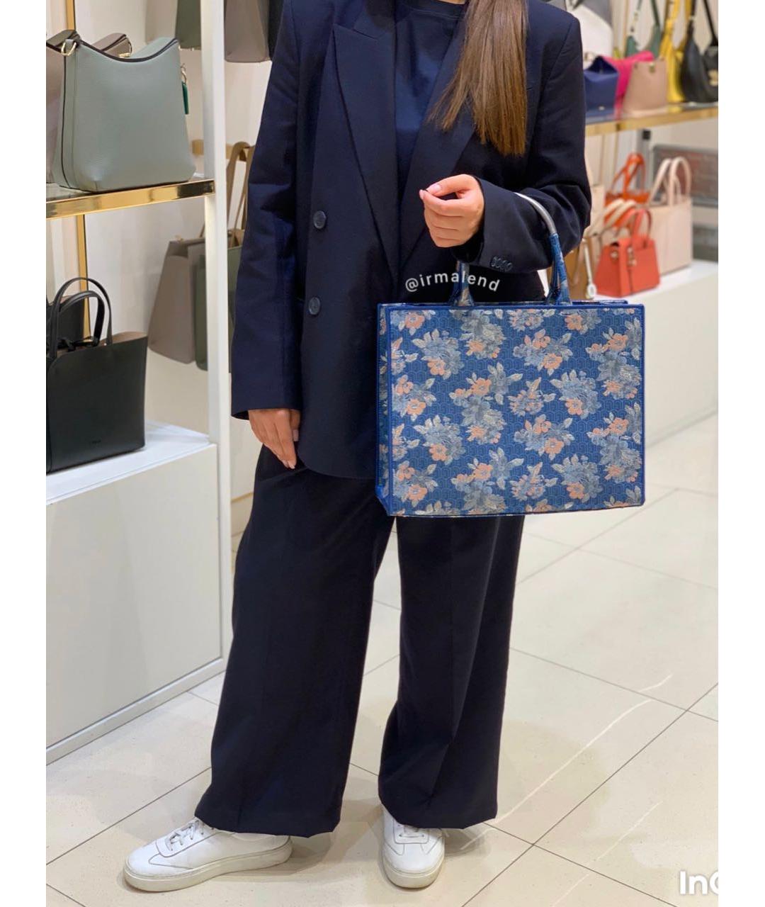 FURLA Синяя жаккардовая сумка тоут, фото 6