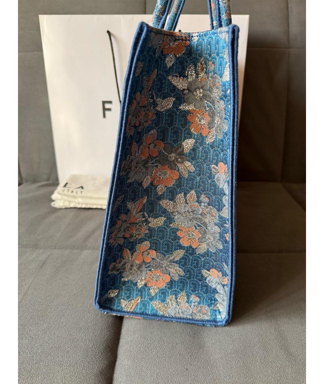 FURLA Синяя жаккардовая сумка тоут, фото 3