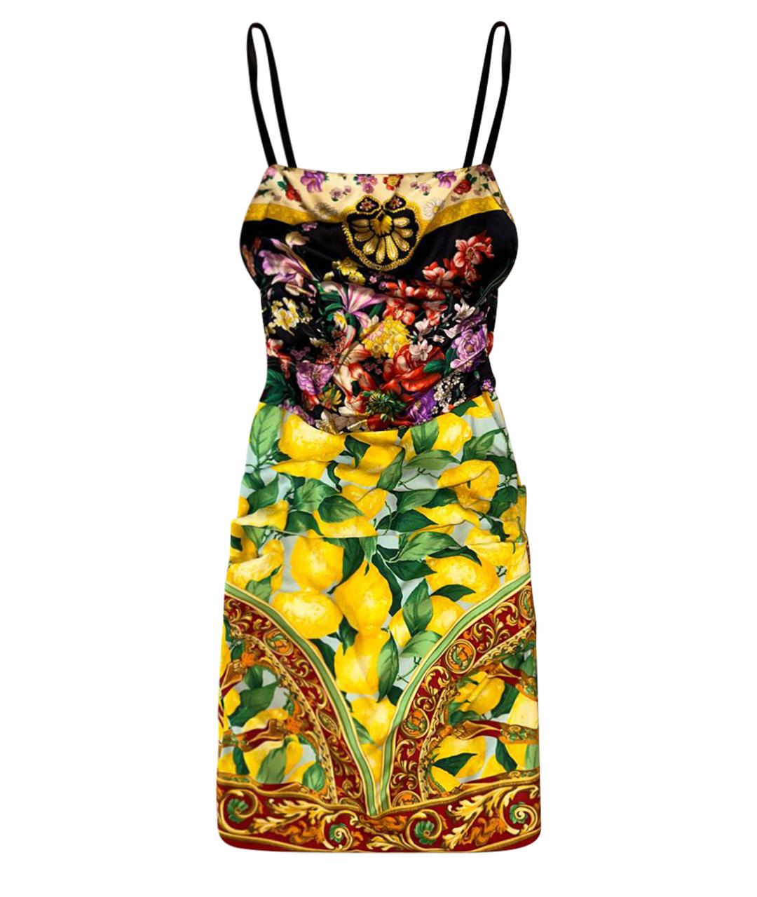 DOLCE&GABBANA Мульти шелковое коктейльное платье, фото 1