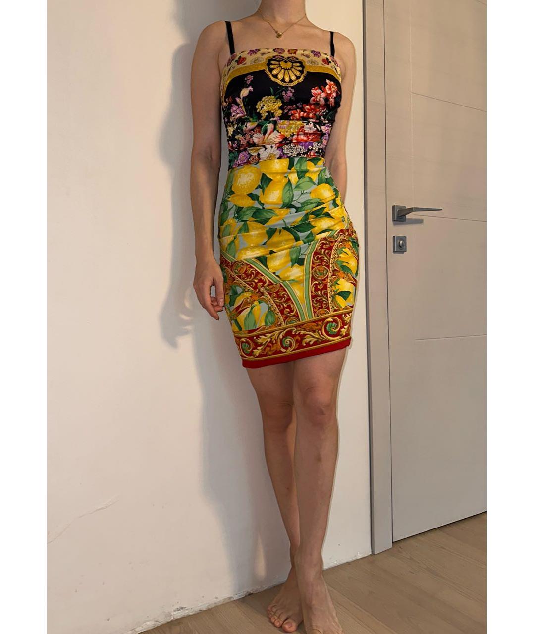 DOLCE&GABBANA Мульти шелковое коктейльное платье, фото 5