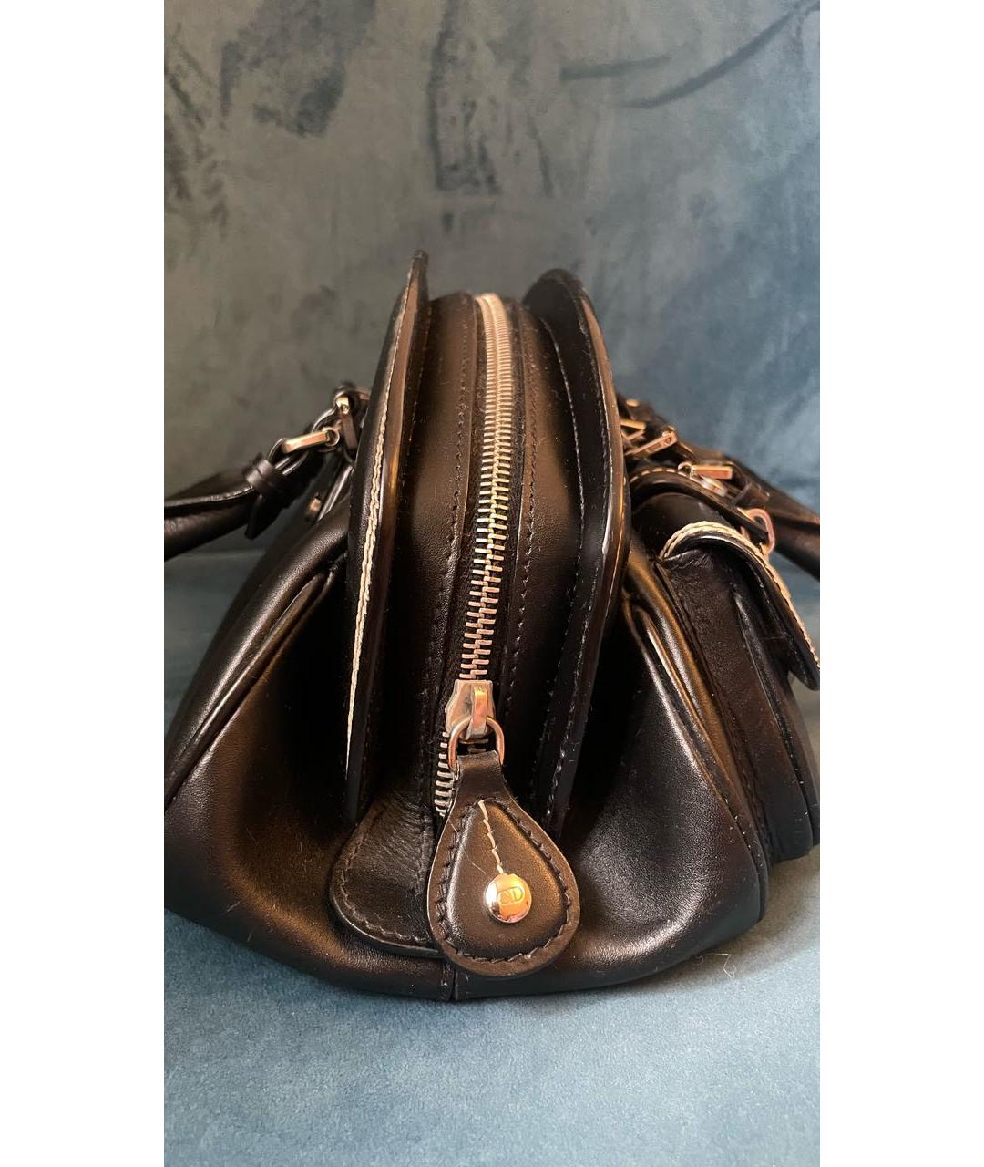 CHRISTIAN DIOR Черная кожаная сумка с короткими ручками, фото 5