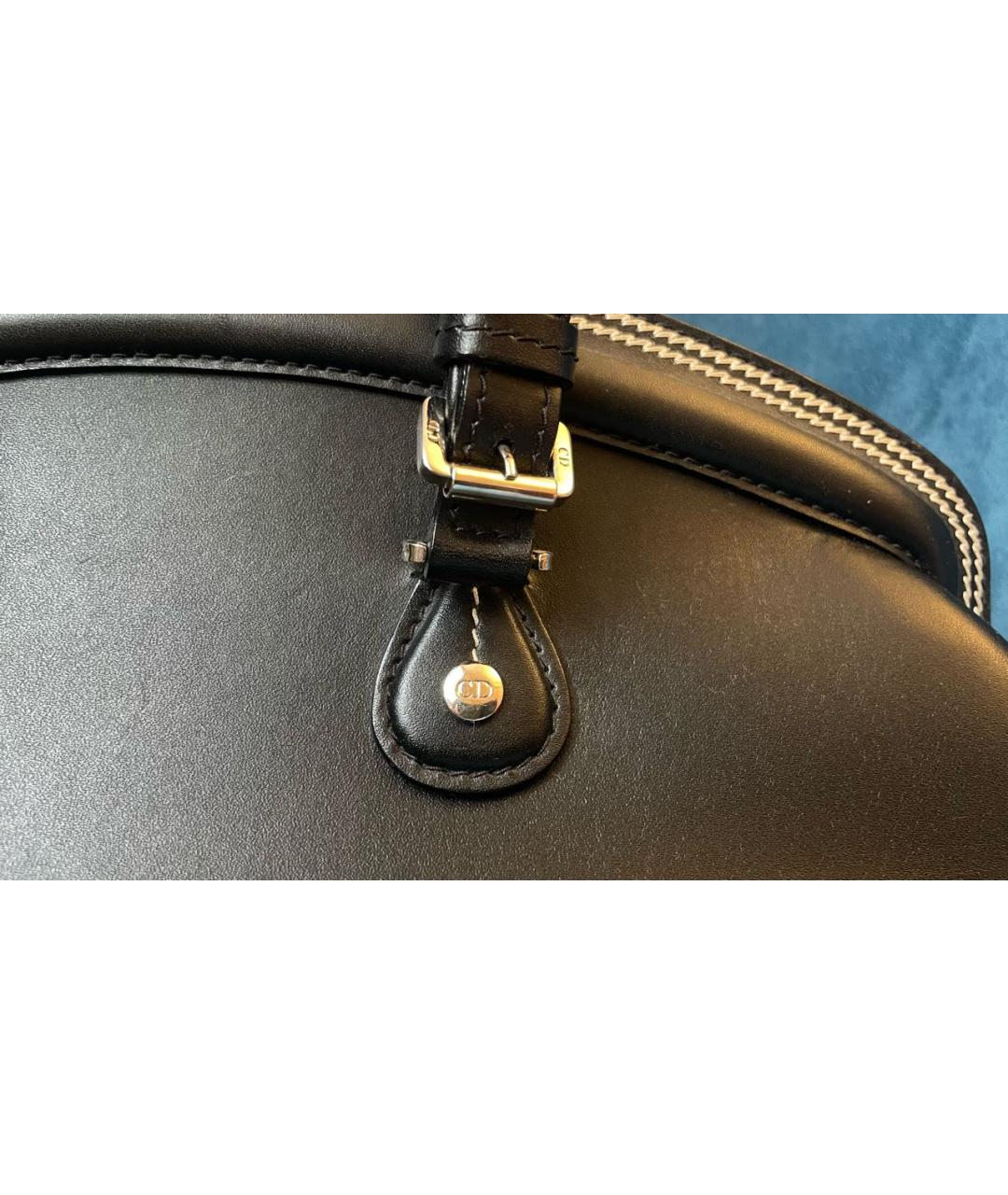 CHRISTIAN DIOR Черная кожаная сумка с короткими ручками, фото 6