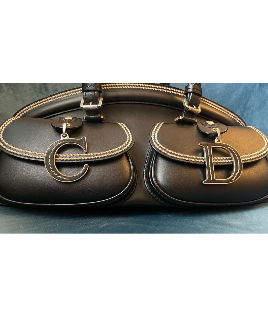 CHRISTIAN DIOR Черная кожаная сумка с короткими ручками, фото 2