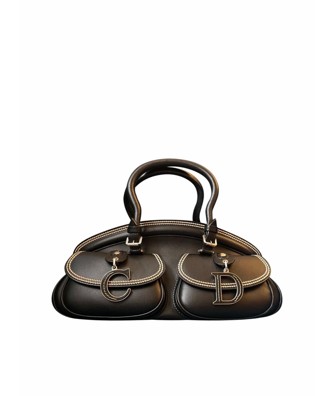 CHRISTIAN DIOR Черная кожаная сумка с короткими ручками, фото 1