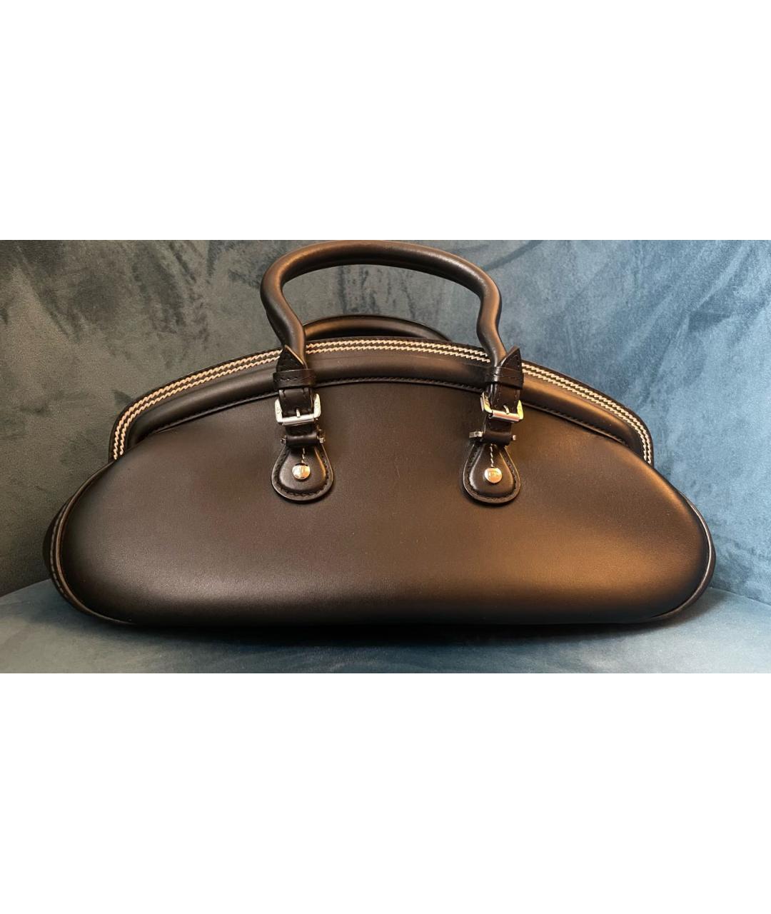 CHRISTIAN DIOR Черная кожаная сумка с короткими ручками, фото 3