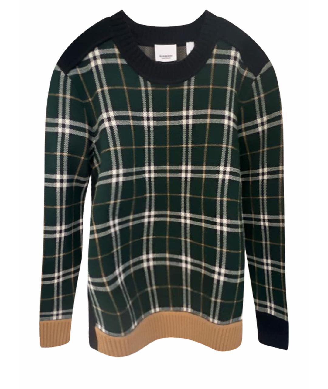 BURBERRY Зеленый шерстяной джемпер / свитер, фото 1