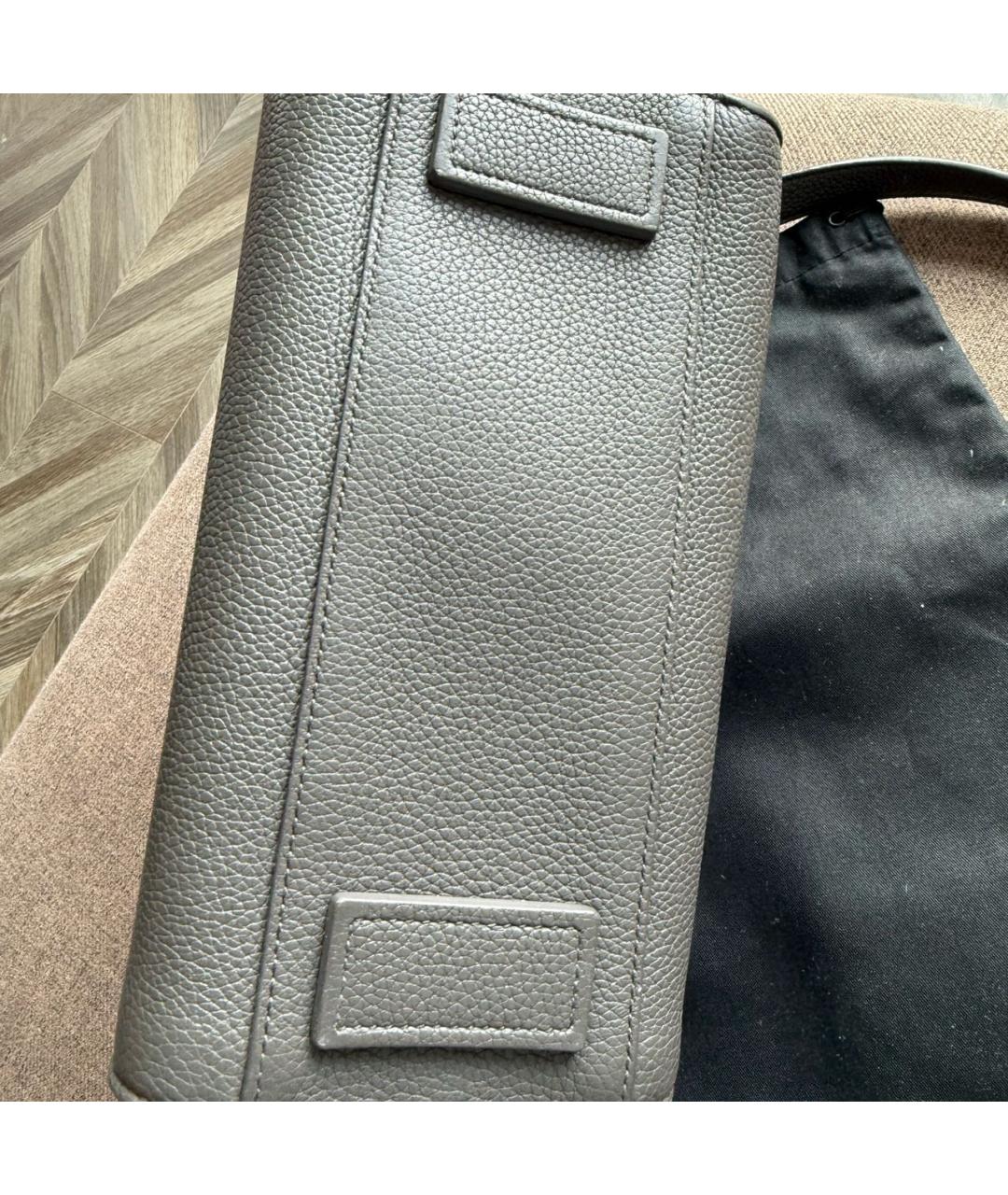 SAINT LAURENT Серая кожаная сумка с короткими ручками, фото 7