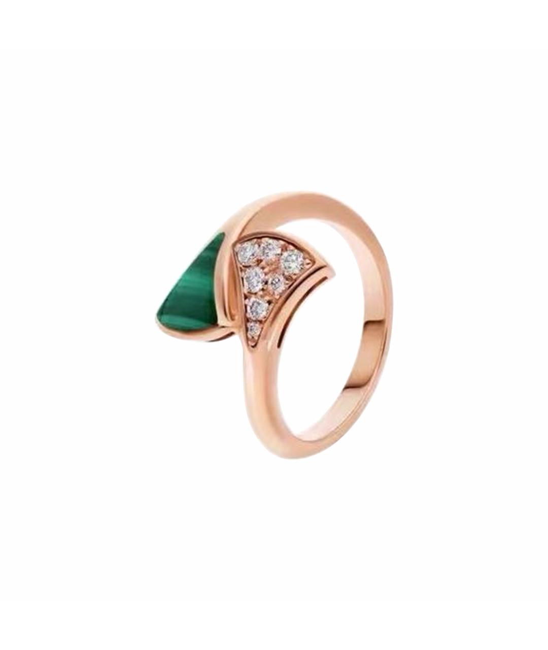 BVLGARI Зеленое кольцо из розового золота, фото 1