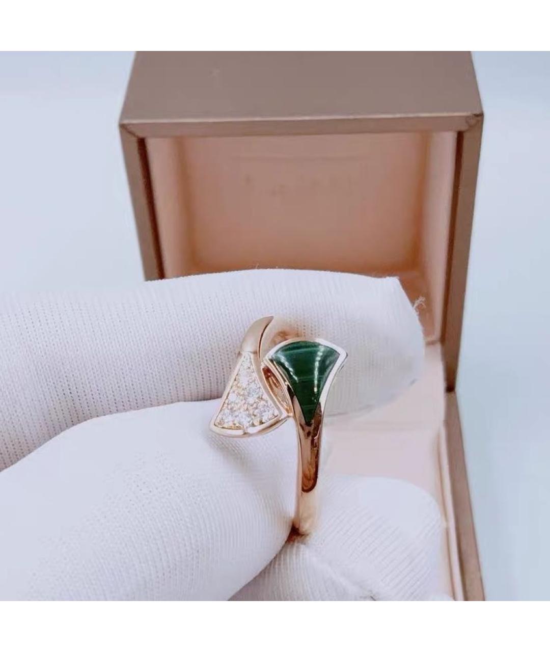 BVLGARI Зеленое кольцо из розового золота, фото 3