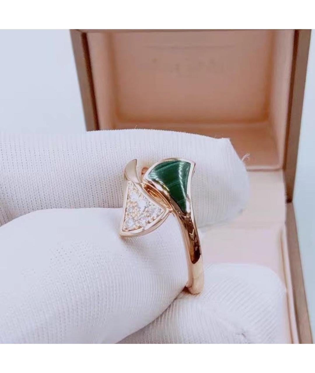 BVLGARI Зеленое кольцо из розового золота, фото 4