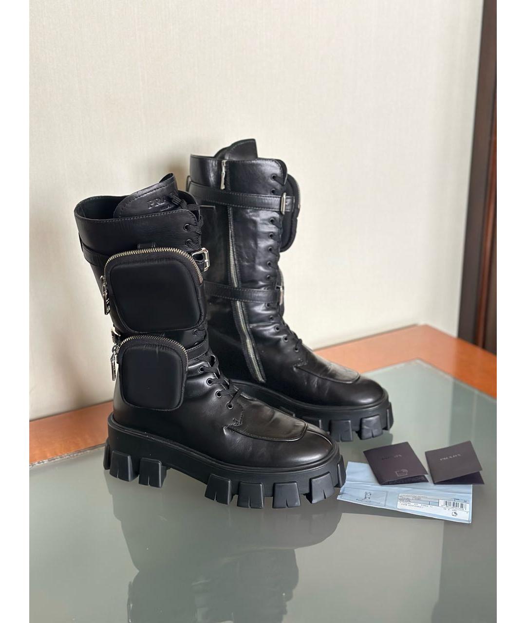 PRADA Черные кожаные сапоги, фото 3