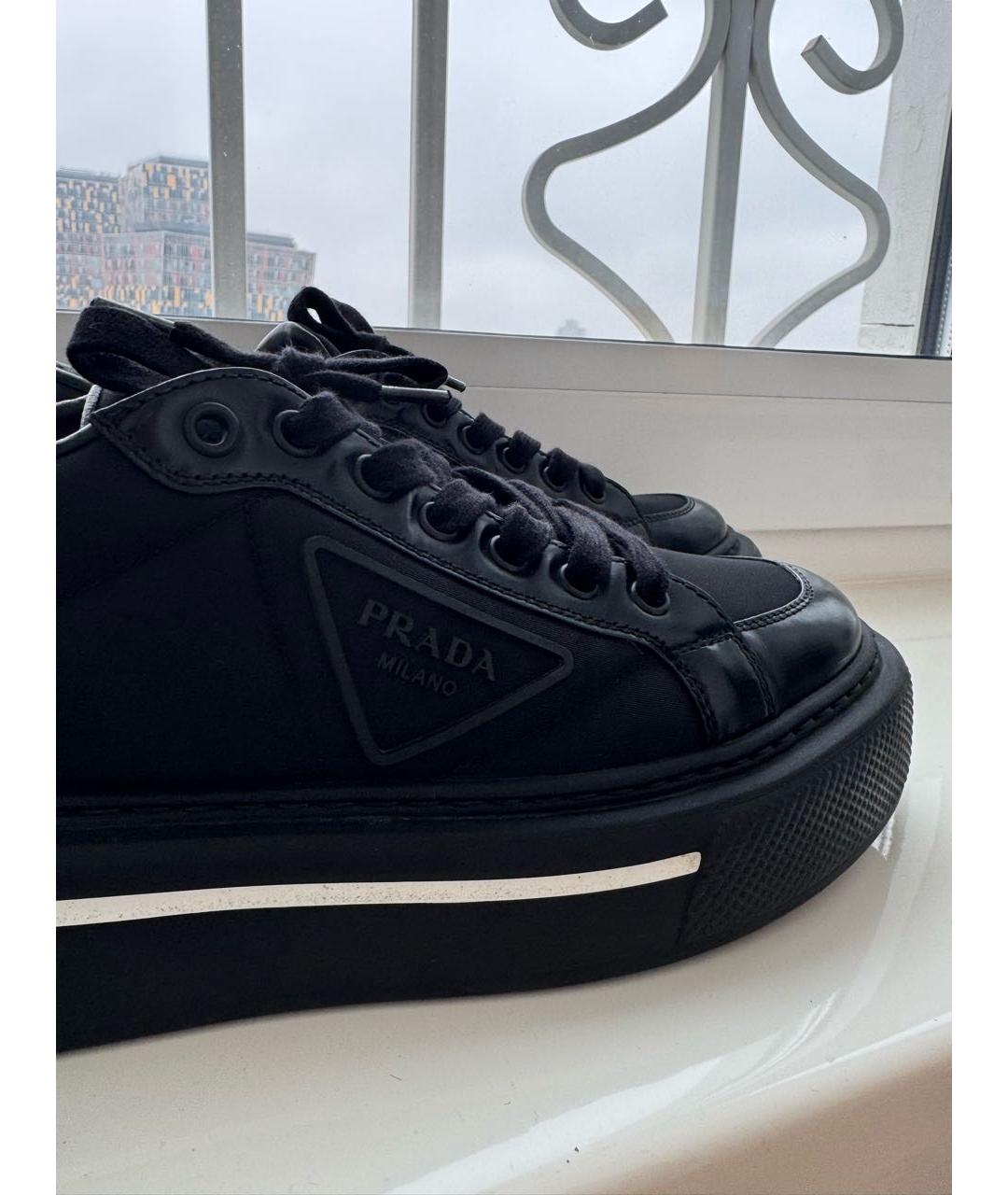 PRADA Черные кожаные кеды, фото 5