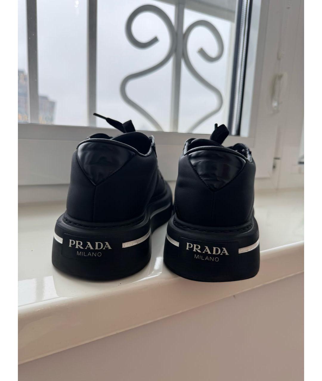 PRADA Черные кожаные кеды, фото 4