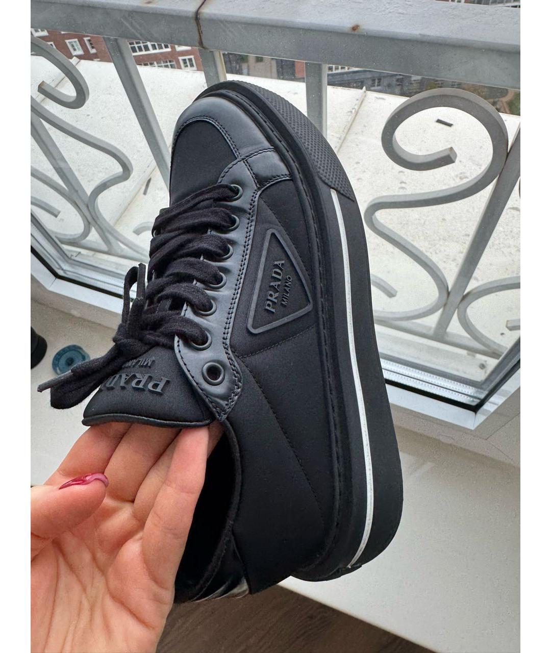 PRADA Черные кожаные кеды, фото 7