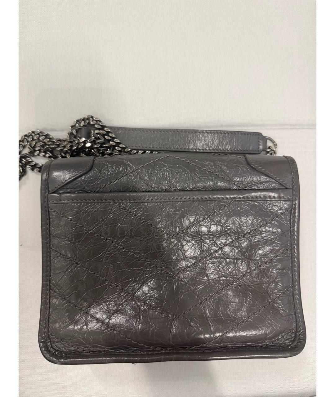 SAINT LAURENT Серая кожаная сумка через плечо, фото 3