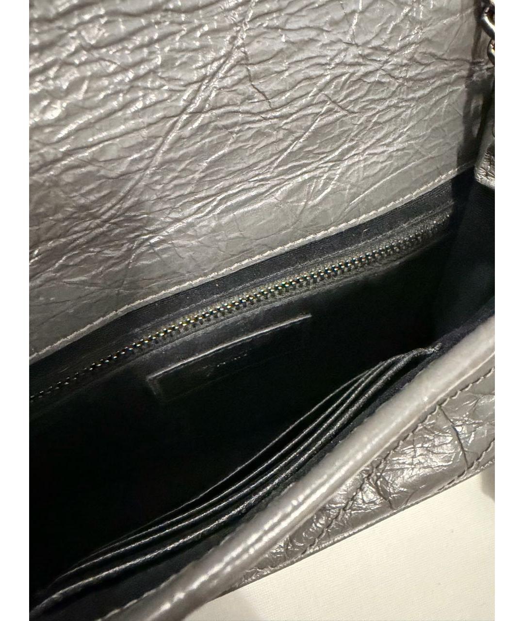 SAINT LAURENT Серая кожаная сумка через плечо, фото 4