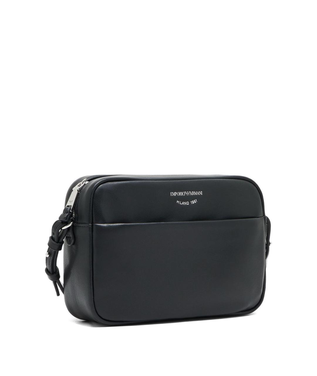 EMPORIO ARMANI Черная кожаная сумка через плечо, фото 2