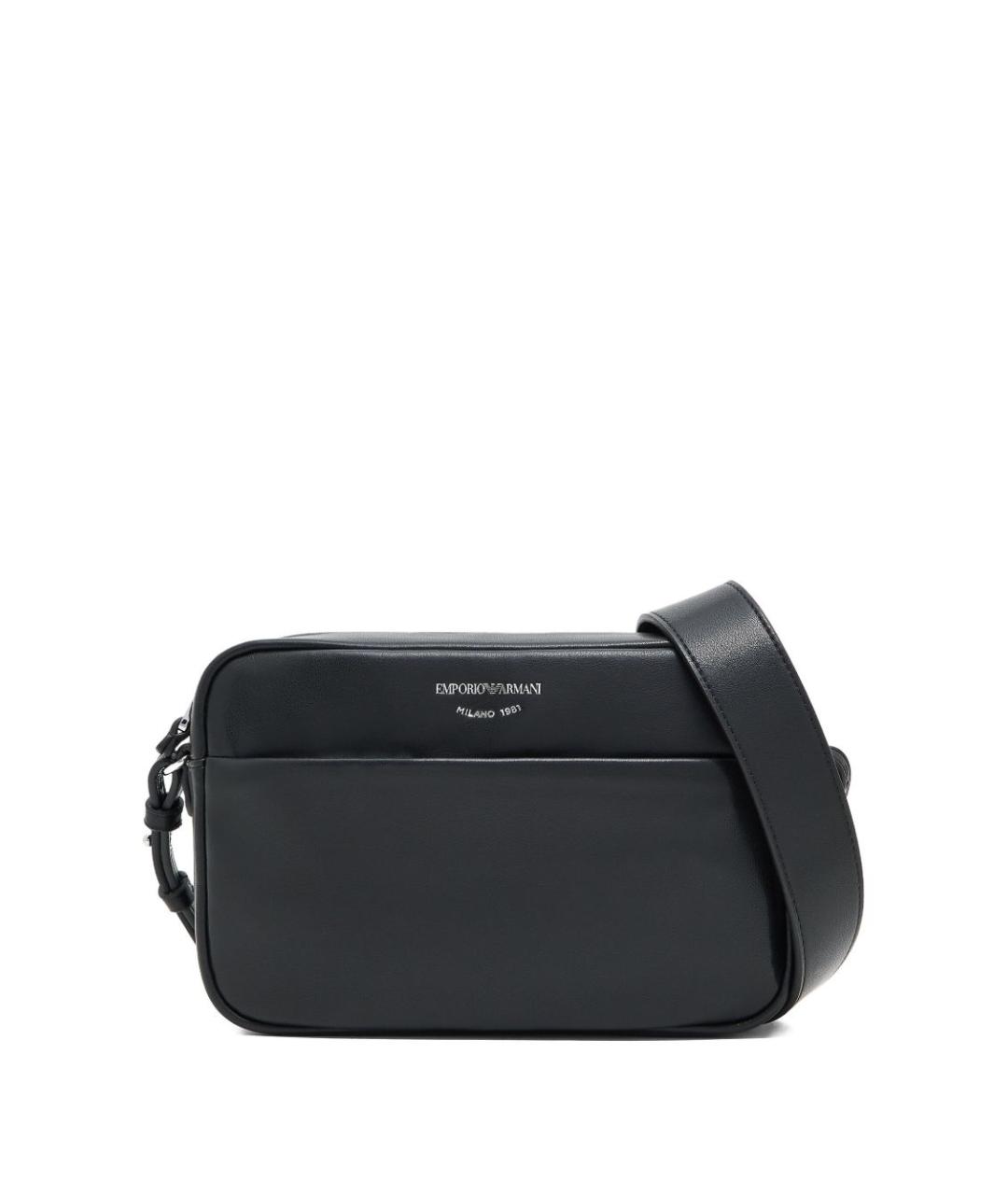 EMPORIO ARMANI Черная кожаная сумка через плечо, фото 1