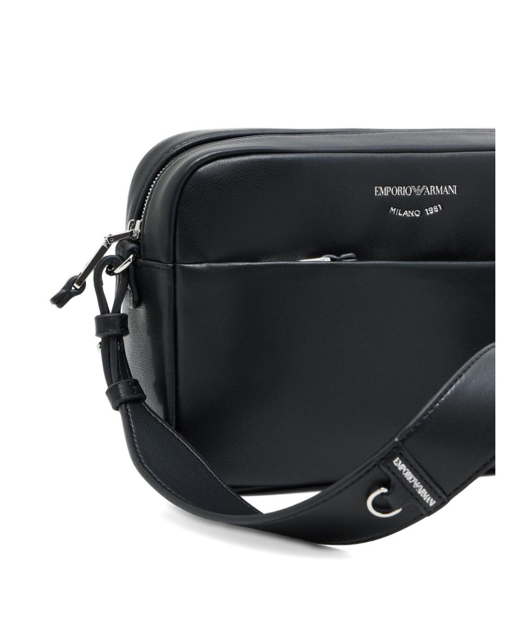 EMPORIO ARMANI Черная кожаная сумка через плечо, фото 5